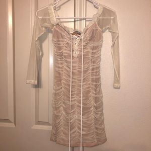 cute fashion nova off the shoulder mini dress.